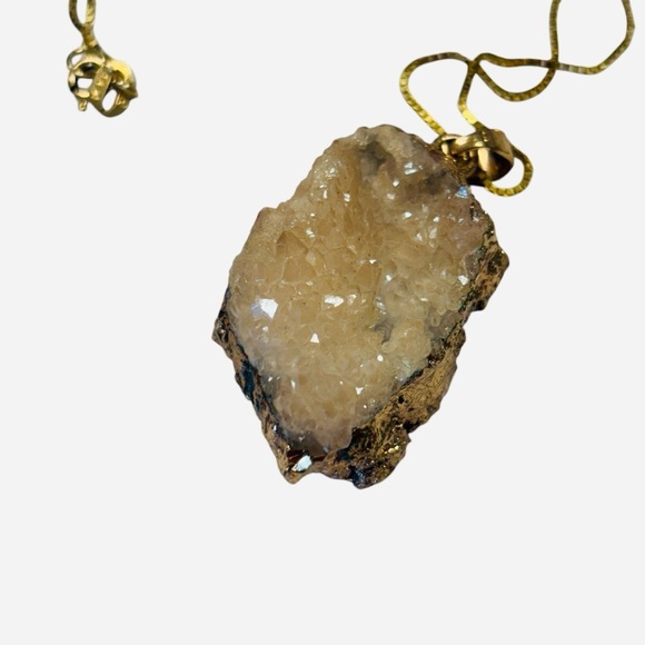 Gold Gemstone Pendant Necklace Crystal - Picture 2 of 7